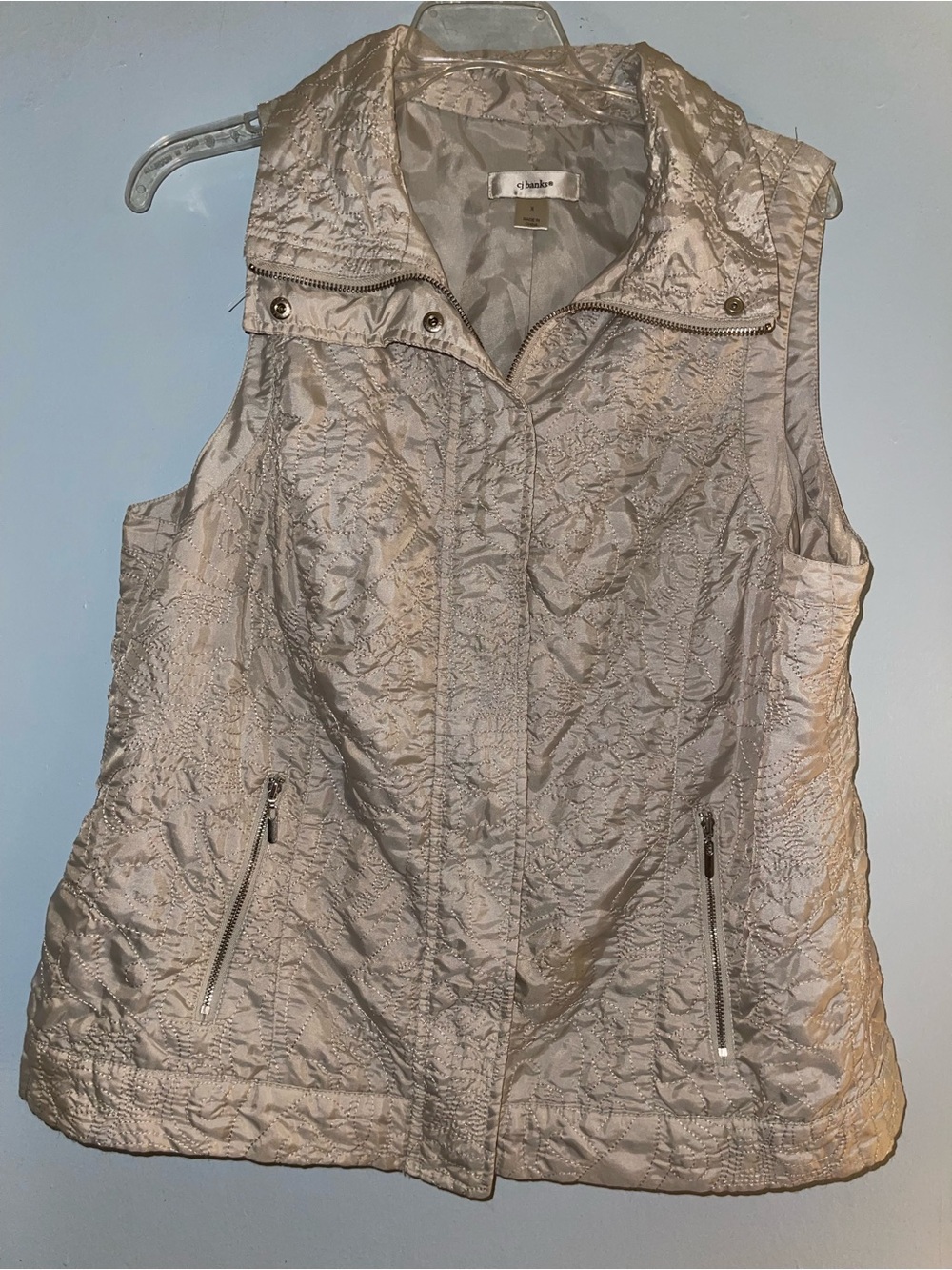 CJ Banks Steel Color Quilted Zip-Up Vest. Size X